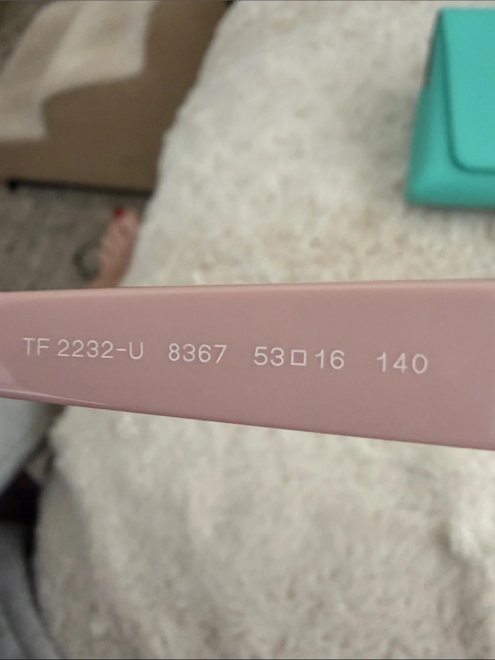 Tiffany & Co. Women's Light Pink Square Eyeglasses with Tiffany Blue Case